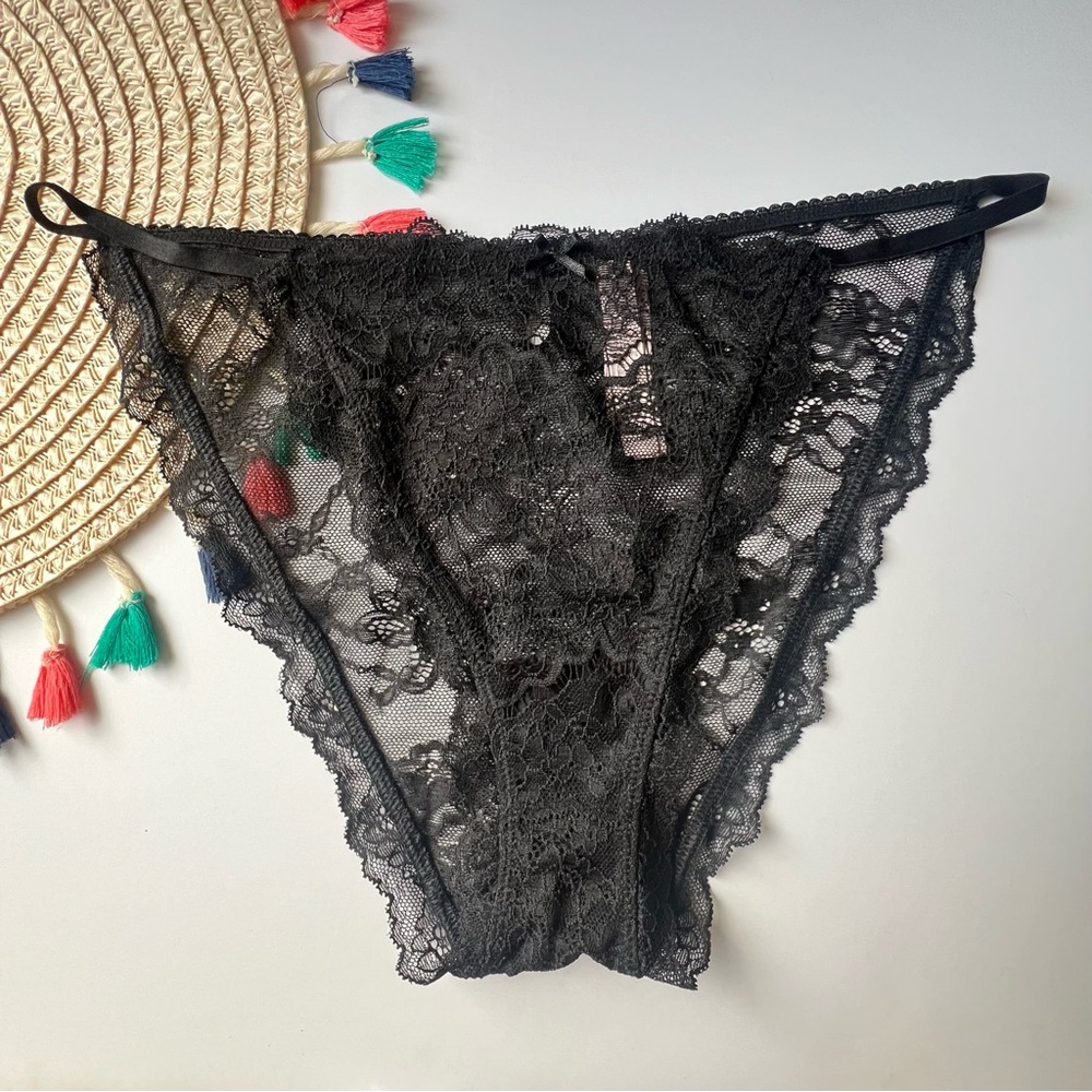 Victoria's Secret Dream Angels Mini Lace String Bikini Panty Black XL NEW